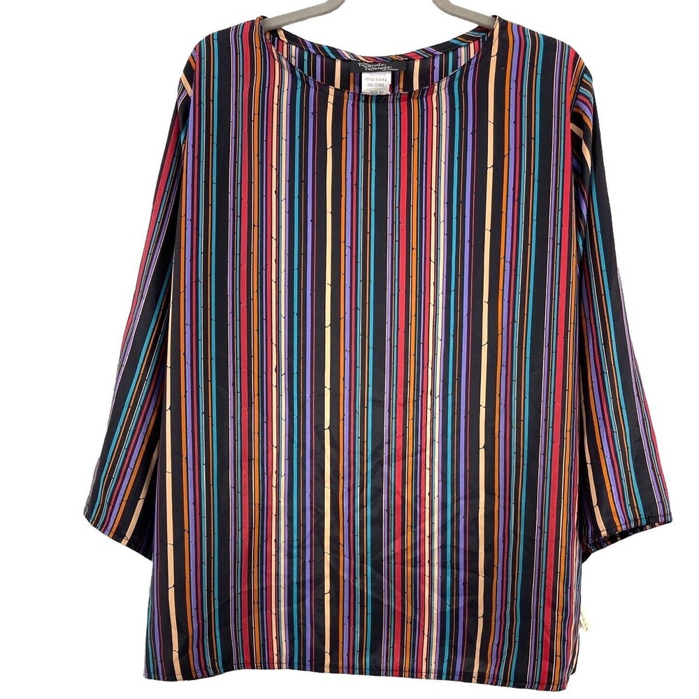 Vintage Ronnie California Blouse Womens Large NWT Stripe Boxy 80s 90s Deadstock